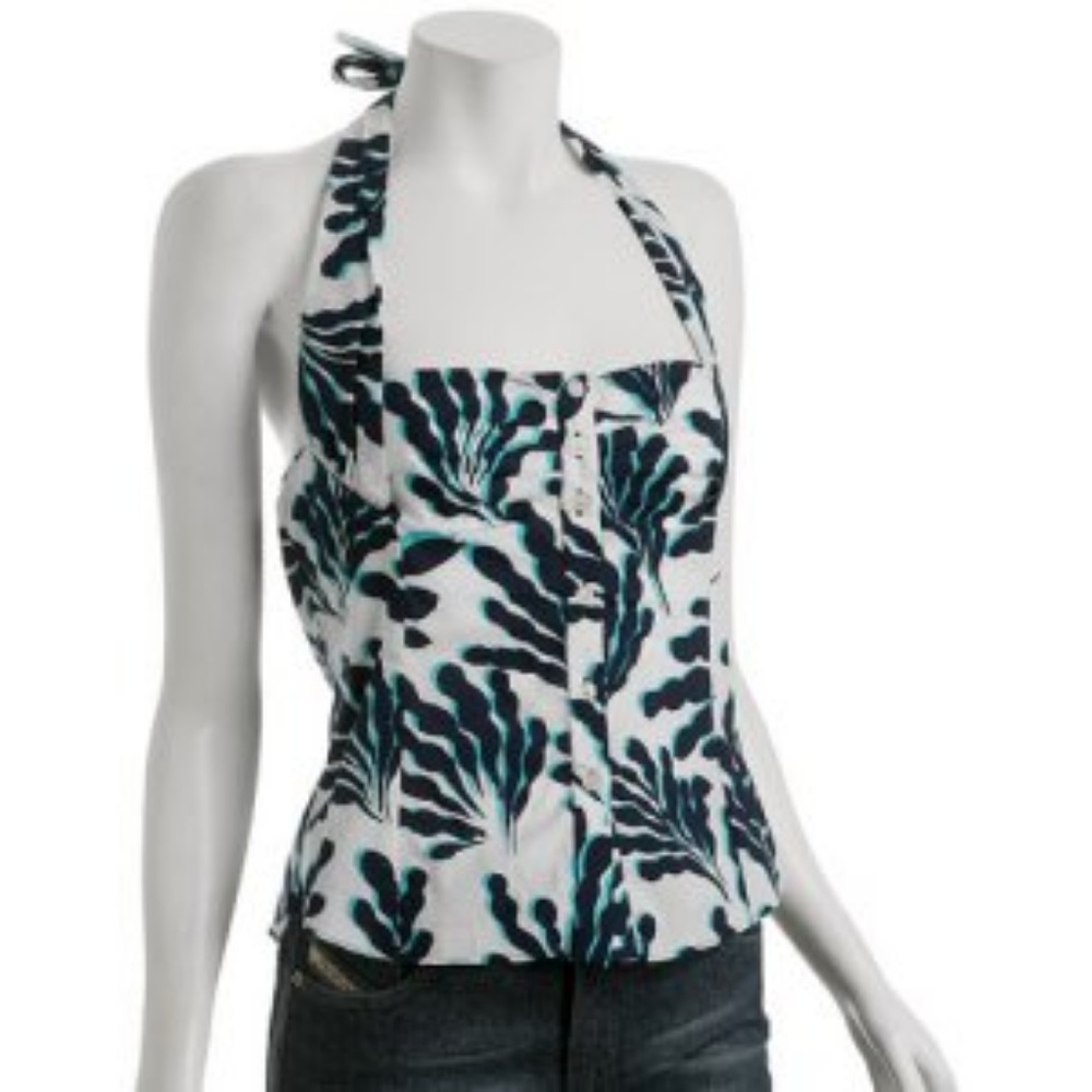 DvF   RIVETTA SEA KELP BLUE TOP - size 10